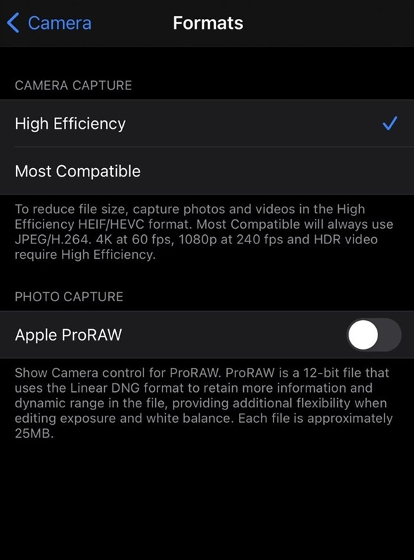 梁平苹果手机维修分享如何为 iPhone 12 Pro/Max 启用 ProRAW 照片格式 